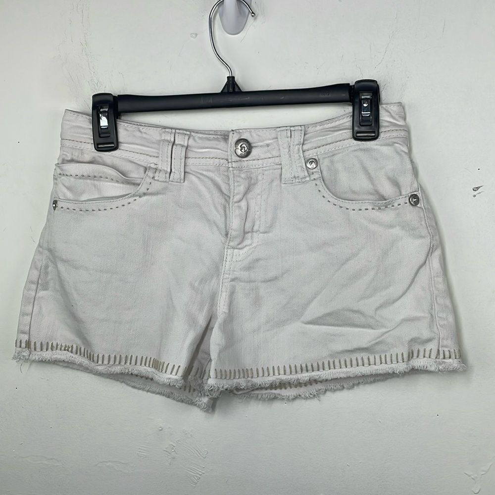 Guess Y2K White Jean Shorts Raw Hem size 14 (Junior size)
